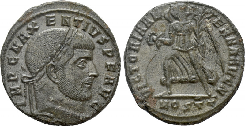 MAXENTIUS (309-312). Follis. Ostia. 

Obv: IMP C MAXENTIVS P F AVG. 
Laureate...