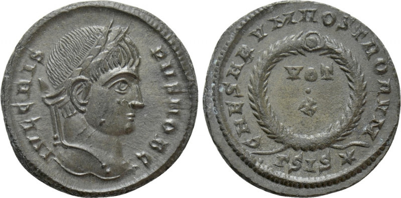 CRISPUS (Caesar, 316-326). Follis. Siscia. 

Obv: IVL CRISPVS NOB C. 
Laureat...