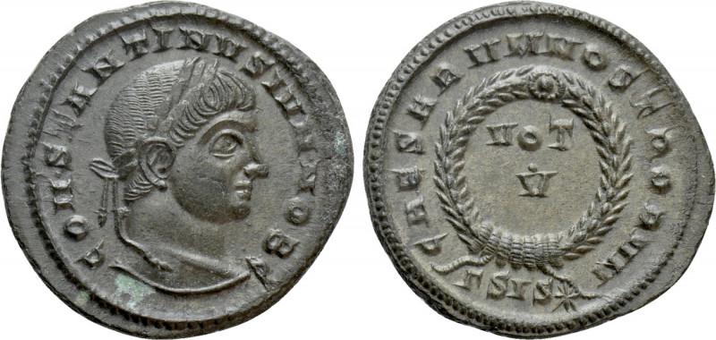 CONSTANTINE II (Caesar, 316-337). Follis. Siscia. 

Obv: CONSTANTINVS IVN NOB ...