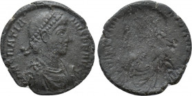 GRATIAN (367-383). Ae. Uncertain mint. Obverse brockage