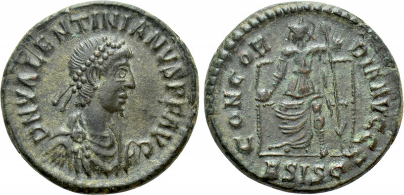 VALENTINIAN II (364-375). Ae. Siscia. 

Obv: D N VALENTINIANVS P F AVG. 
Diad...