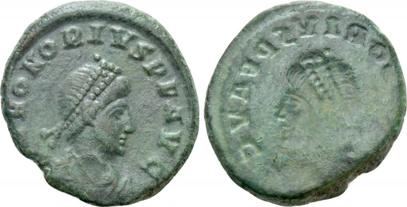 HONORIUS (393-423). Ae. Uncertain mint. Obverse brockage. 

Obv: D N HONORIVS ...