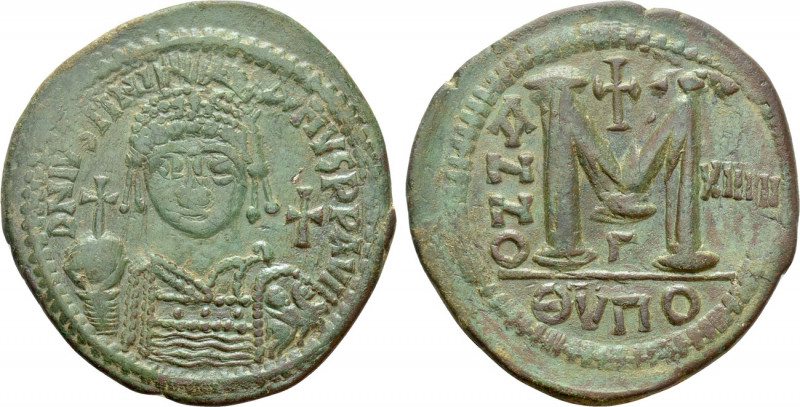 JUSTINIAN I (527-565). Follis. Theopoulis (Antioch). Dated RY 13 (539/40). 

O...