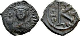 MAURICE TIBERIUS (582-602). Half Follis. Thessalonica. Dated RY 3 (584/5)
