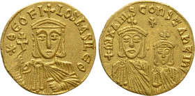 THEOPHILUS with CONSTANTINE and MICHAEL II (829-842). GOLD Solidus. Constantinople