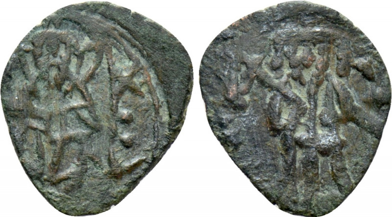 MANUEL II PALAEOLOGUS (1391-1423). Follaro. Constantinople. 

Obv: Christ in m...