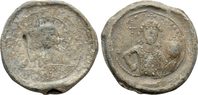 BYZANTINE LEAD SEALS. Constantine IX Monomachus (Emperor, 1042-1055). 

Obv: +...