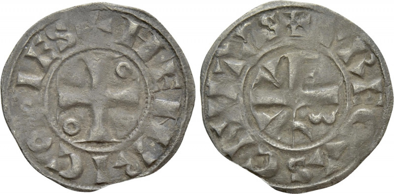 FRANCE. Champagne. Henri II (1181-1197). Denier. Troyes. 

Obv: + HENRI COMES....