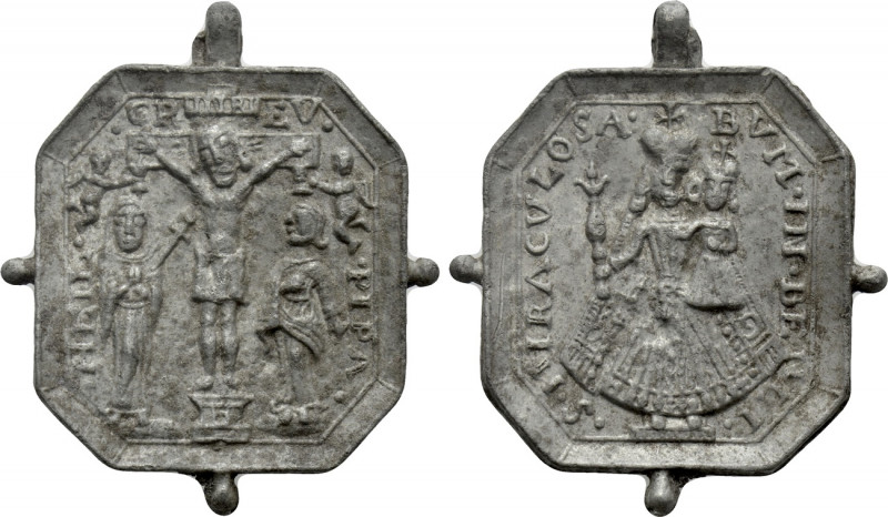 SWITZERLAND(?). Sn Devotional Medal (Circa 16th-17th century). 

Obv: HEIL CR ...