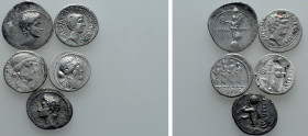 5 Foureé Denarii of Augustus, Marc Anthony etc