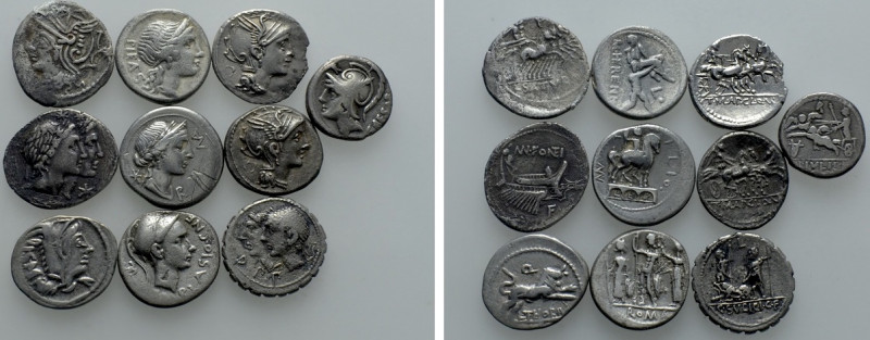 10 Coins of the Roman Republic. 

Obv: .
Rev: .

. 

Condition: See pictu...