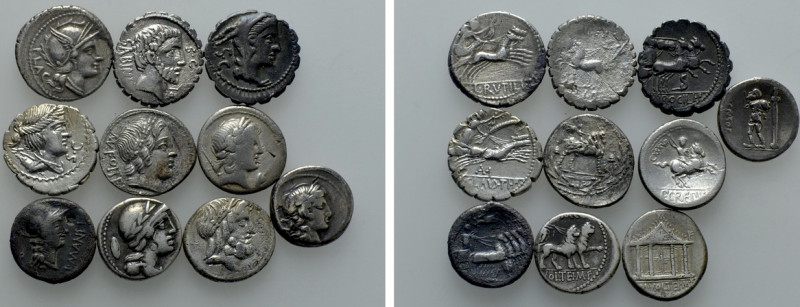 10 Coins of the Roman Republic. 

Obv: .
Rev: .

. 

Condition: See pictu...