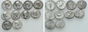 10 Roman Denarii; Trajan, Aelius etc