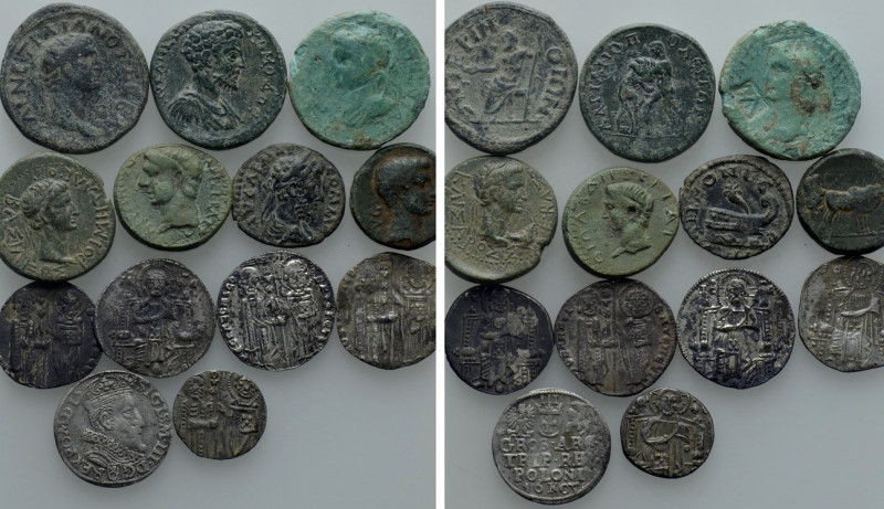 13 Roman Provincial, Medieval and Modern Coins.

Obv: .
Rev: .

.

Condit...