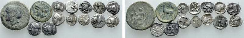 14 Greek Coins. 

Obv: .
Rev: .

. 

Condition: See picture.

Weight: g...