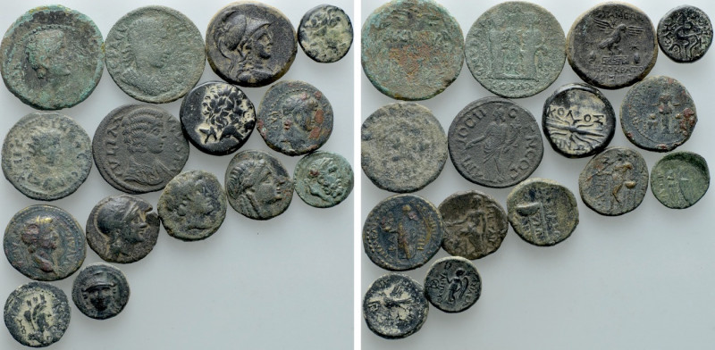 15 Roman Provincial and Greek Coins. 

Obv: .
Rev: .

. 

Condition: See ...