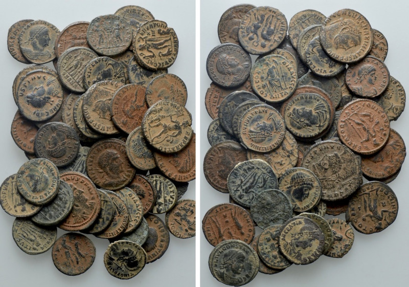 Circa 50 Late Roman Coins. 

Obv: .
Rev: .

. 

Condition: See picture.
...