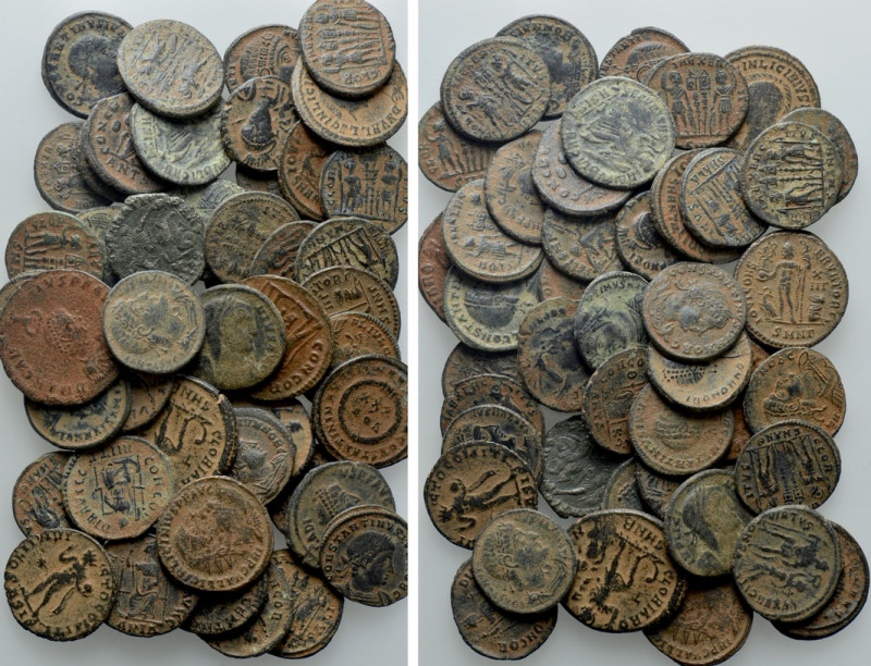 Circa 50 Late Roman Coins. 

Obv: .
Rev: .

. 

Condition: See picture.
...