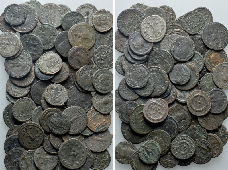 Circa 80 Late Roman Coins. 

Obv: .
Rev: .

. 

Condition: See picture.
...