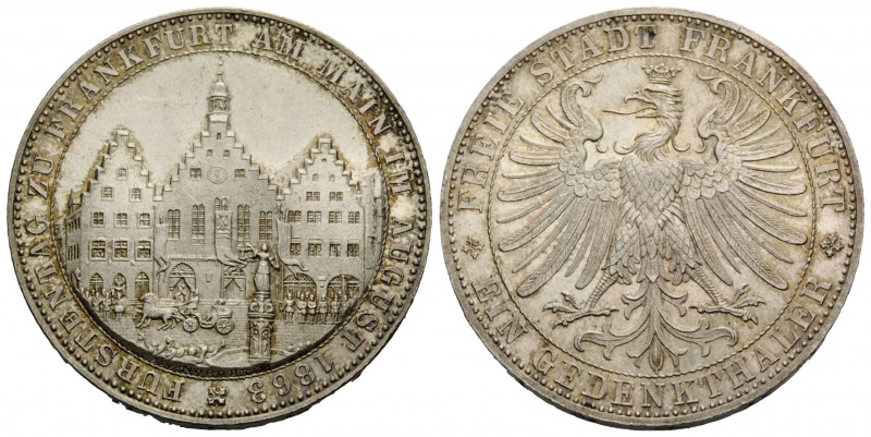 Frankfurt
 Vereinstaler 1863 33.1 mm. Silber / Silver. Freie Stadt Frankfurt. E...