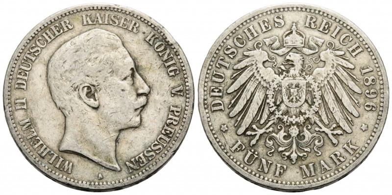 Kaiserreich Preussen, Königreich
Wilhelm II. 1888-1918 5 Mark 1896 A 38.2 mm. S...
