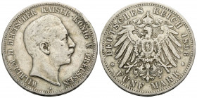 Kaiserreich Preussen, Königreich
Wilhelm II. 1888-1918 5 Mark 1896 A 38.2 mm. Silber / Silver. 0.900. Obv. Head right Legend: WILHELM II DEUTSCHER KA...