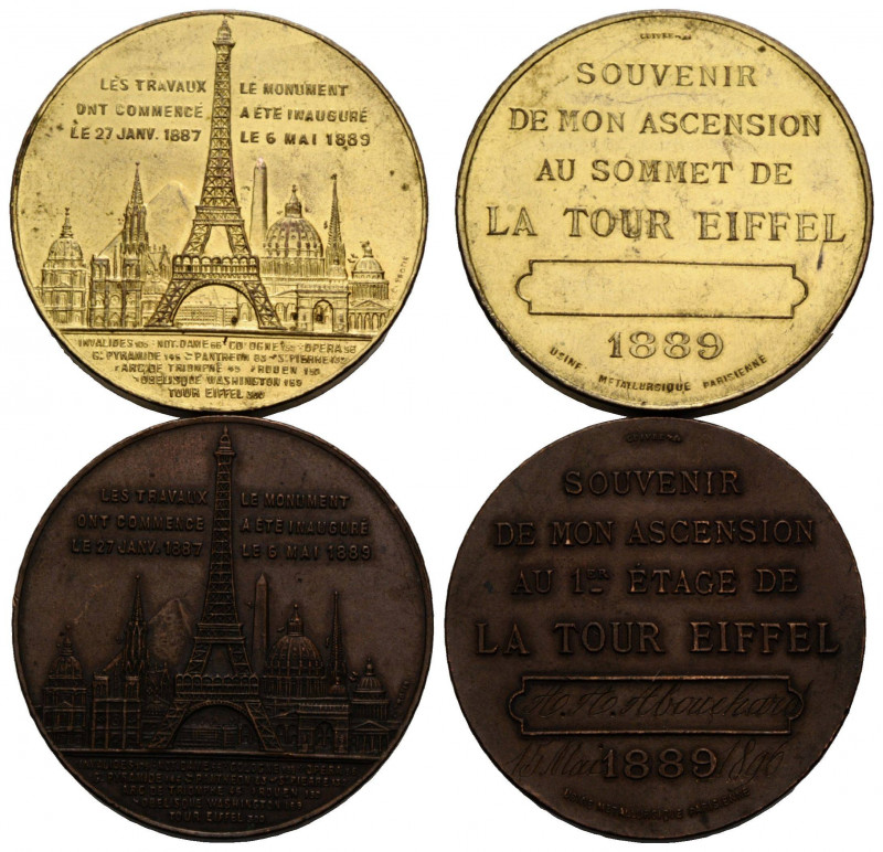 Paris III Republik 1870-1940
 Bronze-& Kupfermedaille / Bronze-&Tin medal 1889 ...