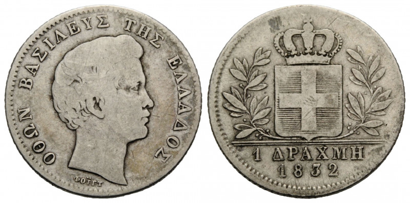 Otto, 1832-1862 Drachme 1832 23.0 mm. Silber / Silver. Kopfbüste nach rechts, Rs...