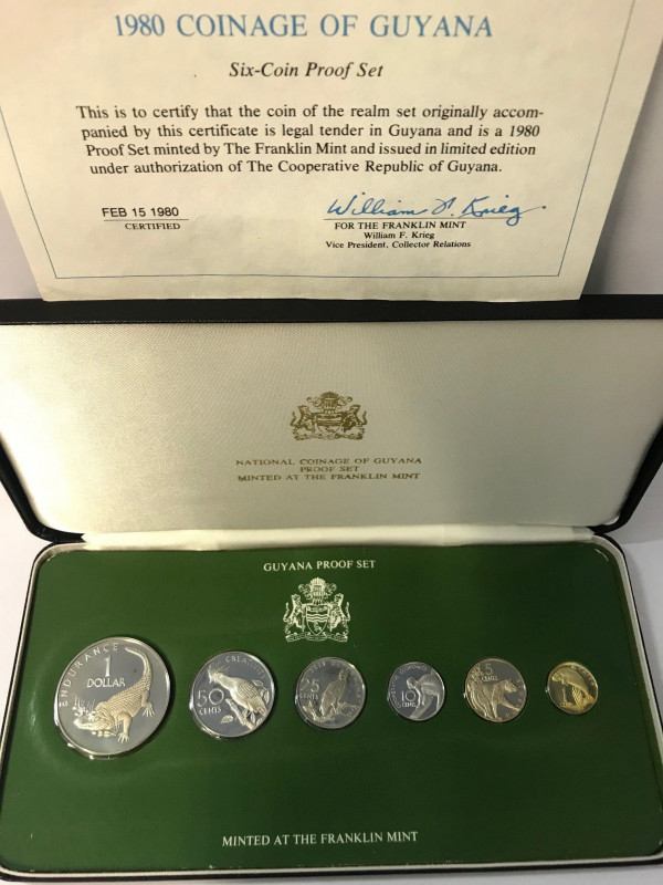 Republik Original-Proofsatz / Proof Set 1980 6-Münzen-Satz: Cent (Cu/Zn), 5 cent...
