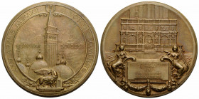 Königreich / Kingdom
Vittorio Emanuele III. 1900-1946 Bronzemedaille / Bronze medal 1912 43.0 mm. Wiedererrichtung des 1902 eingestürzten Campanile v...