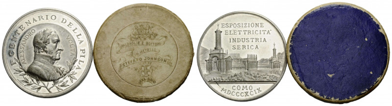 Como
 Weissmetallmedaille / White metal medal 1899 44.1 mm. Esposizione Elettri...