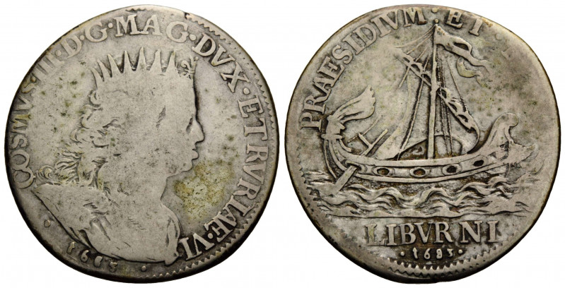 Livorno
Cosimo III. di Medici, 1670-1723 1/2 Tollero 1683 40.0 mm. D/ COSMVS. I...