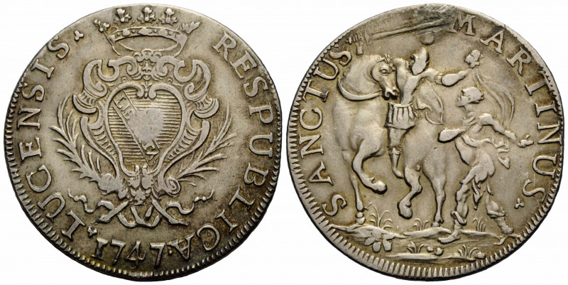 Lucca
Republik Scudo 1747 42.4 mm. Silber / Silver. Schild. Vs. Gekröntes Wappe...