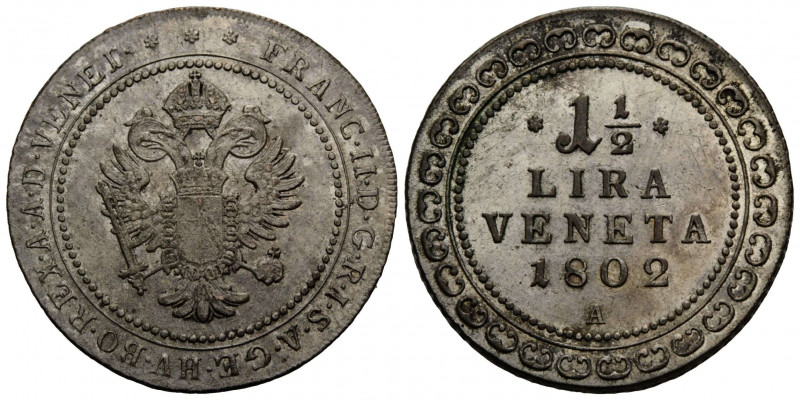 Venedig / Veneto / Venice
Francesco II. 1798-1835 1 1/2 Lire (30 Soldi) 1802 A....