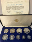Republik, seit 1962 Original-Proofsatz / Proof Set 1980 9-Münzen-Satz, Silber / Silver nine-coin Proof Set. Das Proofexemplar der 10-Dollar-Münze (in ...