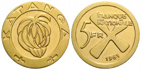 Republik, 1960-1963
 5 Francs 1961 26.3 mm. Gold 0.900. Banque Nationale, Nationalbank, National Bank. KM 2a. 13.20 g. Kleine Randprüfspur, sehr schö...