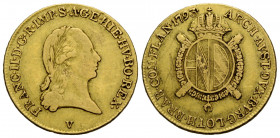 Franz II. (I.), 1792-1835 1/2 Sovrano 1793 V, Venedig 22.8 mm. Gold. Francis II. Soverain d'Or / Half Sovereign Friedberg 477. 5.50 g. Sehr schön / Ve...