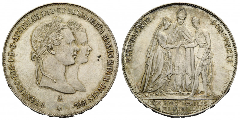 Wien
 Gulden 1854 A 29.3 mm. Silber / Silver. auf die Vermählung des Kaisers Fr...