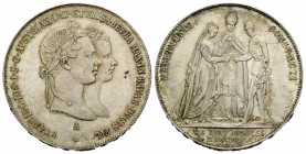 Wien
 Gulden 1854 A 29.3 mm. Silber / Silver. auf die Vermählung des Kaisers Franz. J. I / Wedding of Emperor Franz Joseph I. KM XM1. 13.10 g. Mit Pa...