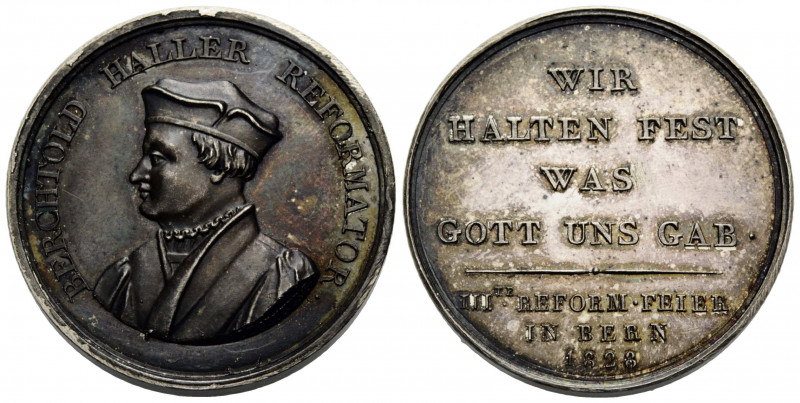 Bern
 Silbermedaille / Silver medal 1828 36.3 mm. Auf die 300-Jahrfeier der Ref...