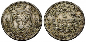 Uri Kantonalmünzen / Cantonal Coins
 2 Batzen 1811 21 mm. Silber / Silver. HMZ 2-993a. 2.60 g. (4995 Expl.) Sehr schön / Very fine.