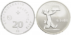 Eidgenossenschaft / Confederation Proben / Patterns
 20 Franken 2012 Bern 33.0 mm. Silber / Silver Globi. Obv. Swiss cross, legend, denomination & da...