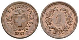 Eidgenossenschaft / Confederation Bundesmünzen / Federal Coins
 1 Rappen 1883 Bern 16.3 mm. Bronze (Cu-Sn). HMZ 2-1215u. 1.50 g. Vorzüglich / Extreme...