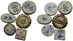 Siam
 Porzellan-Münzen / Porcelain-Coins 19/20 Jh./century Porzellan gambling jeton / porcelain gambling tokens. 6 Expl. 19.10 g. Sehr schön + / very...