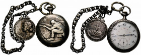 Objekte
 Taschenuhr / Pocket watch 1920 51.0 mm. Silber / Silver. läuft. Motif: Einsiedeln. Schwyzerisches Kantonalschützenfest, mit Silber Medaille ...
