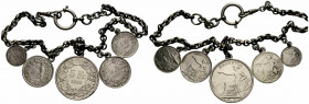 Ketten
 Silbermünzen / Silver coins 1850 Mzz. Paris. Schweiz / Switzerland. Sitzende Helvetia / Seated Helvetia 1850: Fr. 5.--, 2.--, 1.-- und 0.50. ...