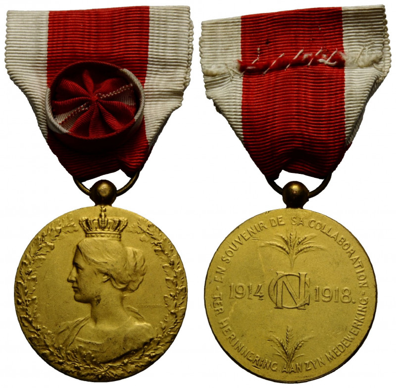 Belgien / Belgium
 Vergoldete Bronzemedaille / gilded bronze medal 1919 34.3 x ...