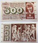 Schweiz / Switzerland Ausgaben der Schweizerischen Nationalbank ab 1907
 500 Franken 1973 210 x 115 mm. Jungbrunnen. 5. Emission. Vs. Wert und Jahr. ...