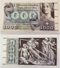 Schweiz / Switzerland Ausgaben der Schweizerischen Nationalbank ab 1907
 1000 Franken 1974 228 x 125 mm. Totentanz, 5. Emission Vs. Name der Bank mit...