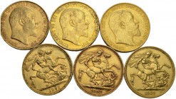 [87.87g]
GROSSBRITANNIEN. Edward VII. 1901-1910. 2 Pounds 1902. Lot von 6 Exemplaren. Feingewicht total: 87.87 Gramm. Unterschiedlich erhalten / Vari...